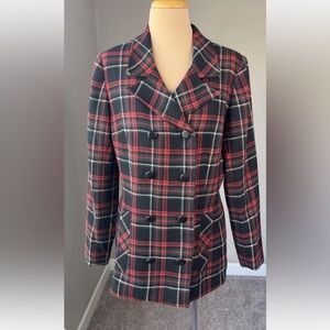 Cabi Manhattan Plaid Wool Blend blazer Coat Jacket Women's 10 M